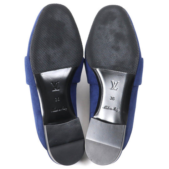 LOUIS VUITTON Mule Main: Suede leather Navy Women 36 Used Authentic