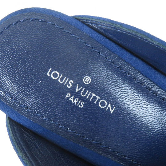 LOUIS VUITTON Mule Main: Suede leather Navy Women 36 Used Authentic