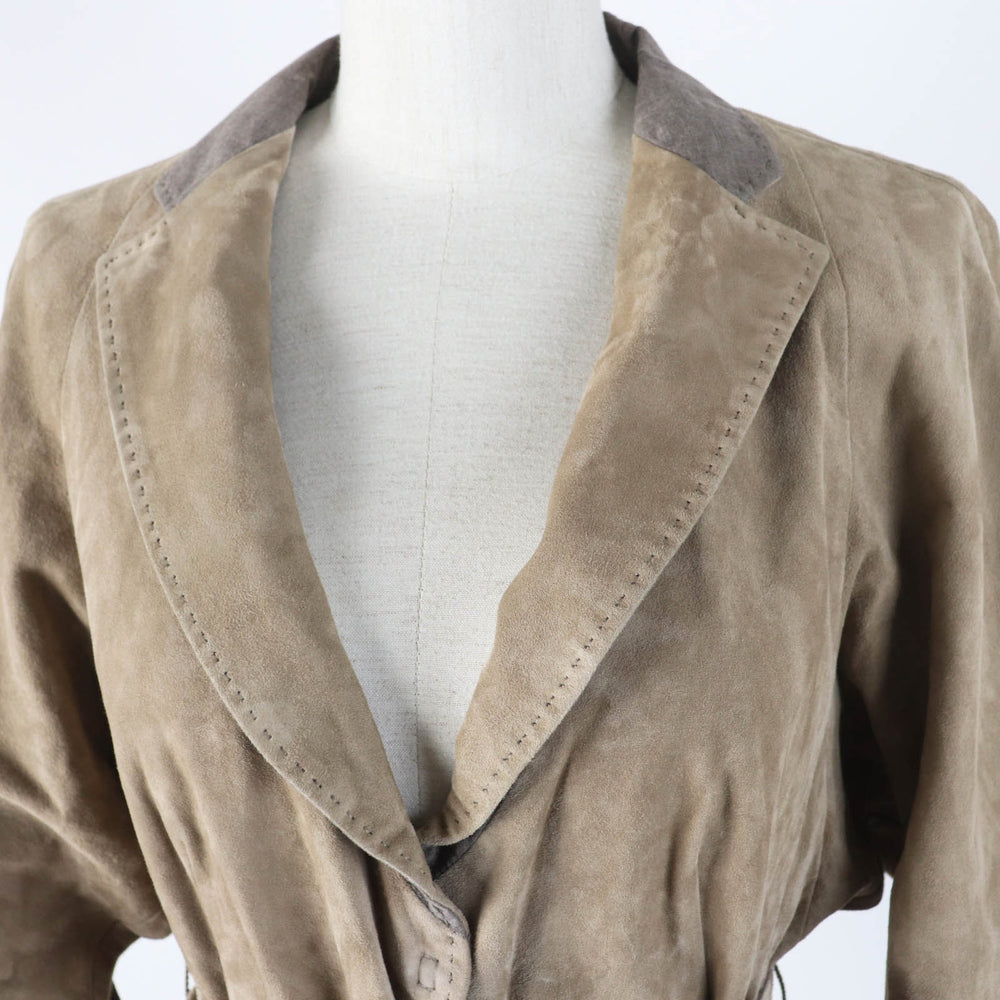 Brunello Cucinelli Jacket leather, otton Beige Women 44 Used Authentic