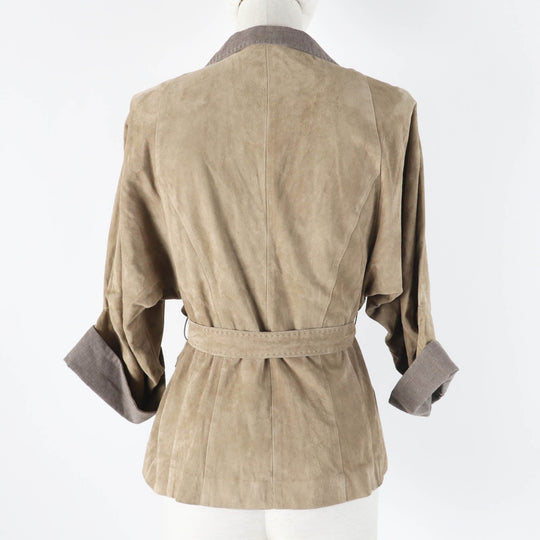 Brunello Cucinelli Jacket leather, otton Beige Women 44 Used Authentic