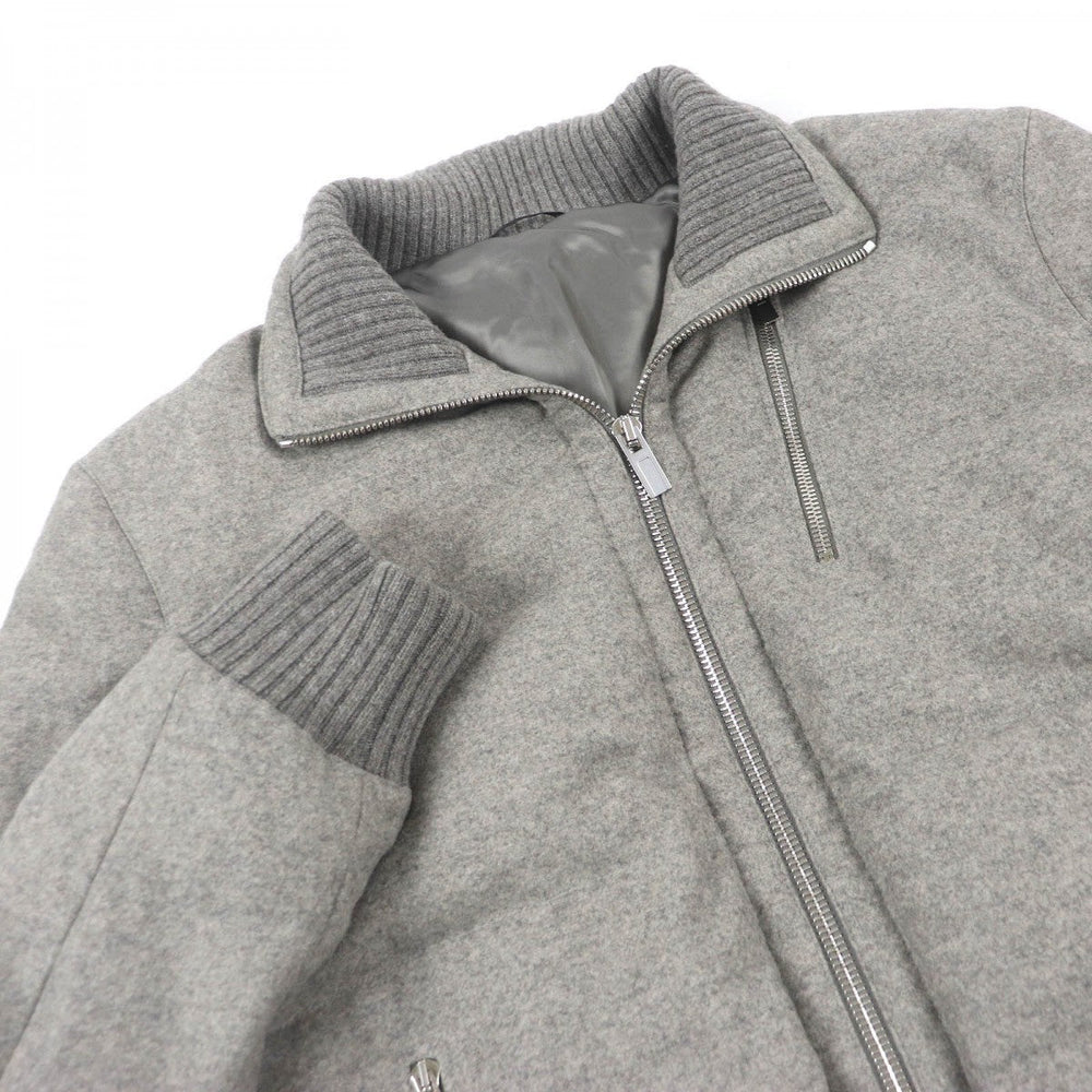 HERMES Jacket Outer: 100% cashmere, Lining: 100% cupra, Filling: 90% down, Filling: 10% feather, Leather: sheepskin, Other: 92% wool, 7% nylon, 1% polyurethane Gray type mens 46 Used Authentic