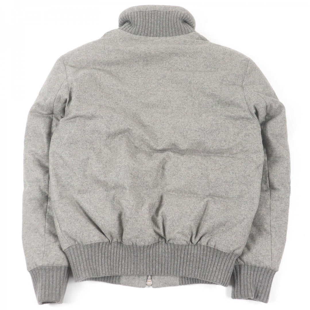 HERMES Jacket Outer: 100% cashmere, Lining: 100% cupra, Filling: 90% down, Filling: 10% feather, Leather: sheepskin, Other: 92% wool, 7% nylon, 1% polyurethane Gray type mens 46 Used Authentic