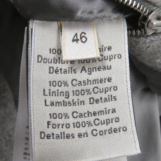 HERMES Jacket Outer: 100% cashmere, Lining: 100% cupra, Filling: 90% down, Filling: 10% feather, Leather: sheepskin, Other: 92% wool, 7% nylon, 1% polyurethane Gray type mens 46 Used Authentic