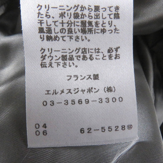 HERMES Jacket Outer: 100% cashmere, Lining: 100% cupra, Filling: 90% down, Filling: 10% feather, Leather: sheepskin, Other: 92% wool, 7% nylon, 1% polyurethane Gray type mens 46 Used Authentic