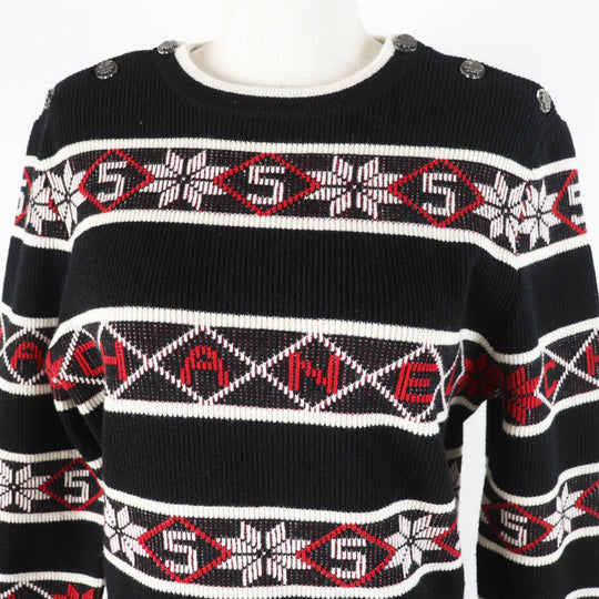 CHANEL one piece 19K P62575 Main: 80% cashmere, Main: 20% polyamide Black red white Women 42 Used Authentic
