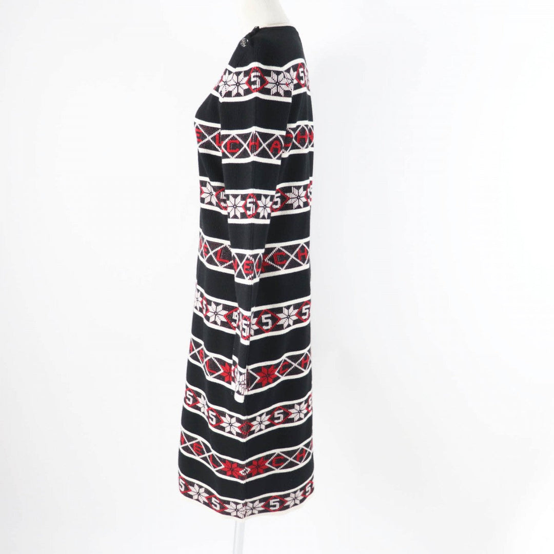 CHANEL one piece 19K P62575 Main: 80% cashmere, Main: 20% polyamide Black red white Women 42 Used Authentic