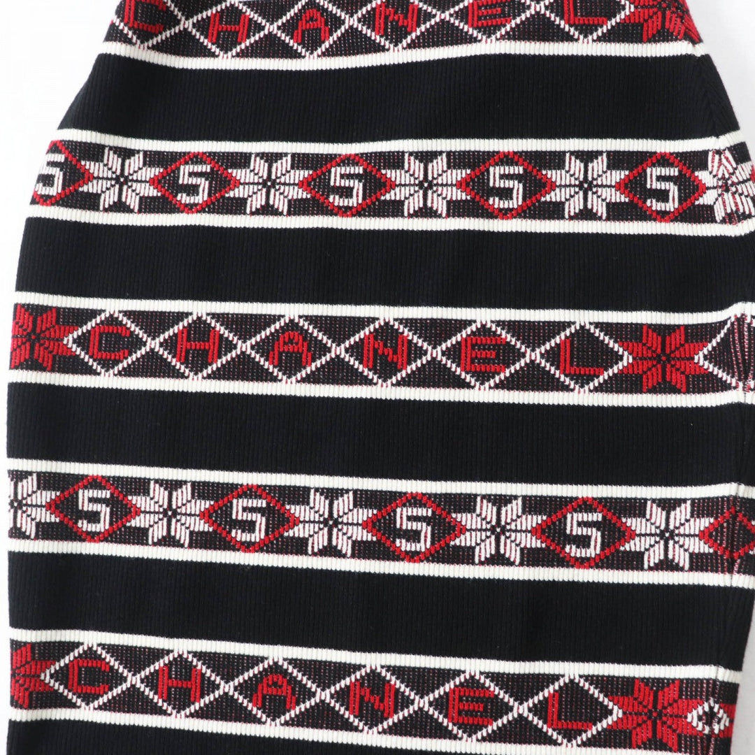CHANEL one piece 19K P62575 Main: 80% cashmere, Main: 20% polyamide Black red white Women 42 Used Authentic