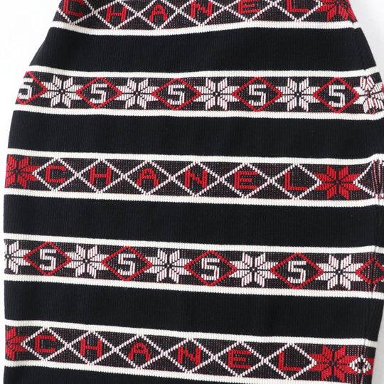 CHANEL one piece 19K P62575 Main: 80% cashmere, Main: 20% polyamide Black red white Women 42 Used Authentic