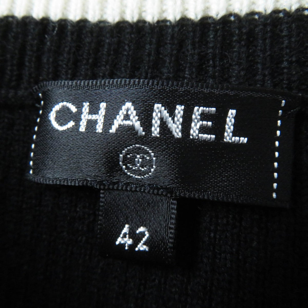 CHANEL one piece 19K P62575 Main: 80% cashmere, Main: 20% polyamide Black red white Women 42 Used Authentic