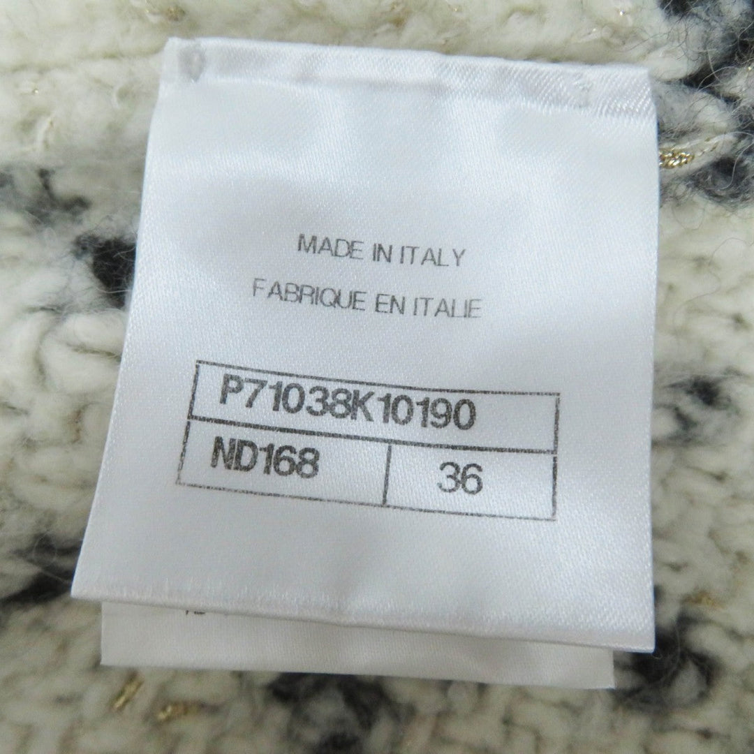 CHANEL Best 21A P71038 Outer material: 34% cashmere, 26% wool, 16% alpaca, 10% silk, 9% nylon Ecru Black Women 36 Used Authentic