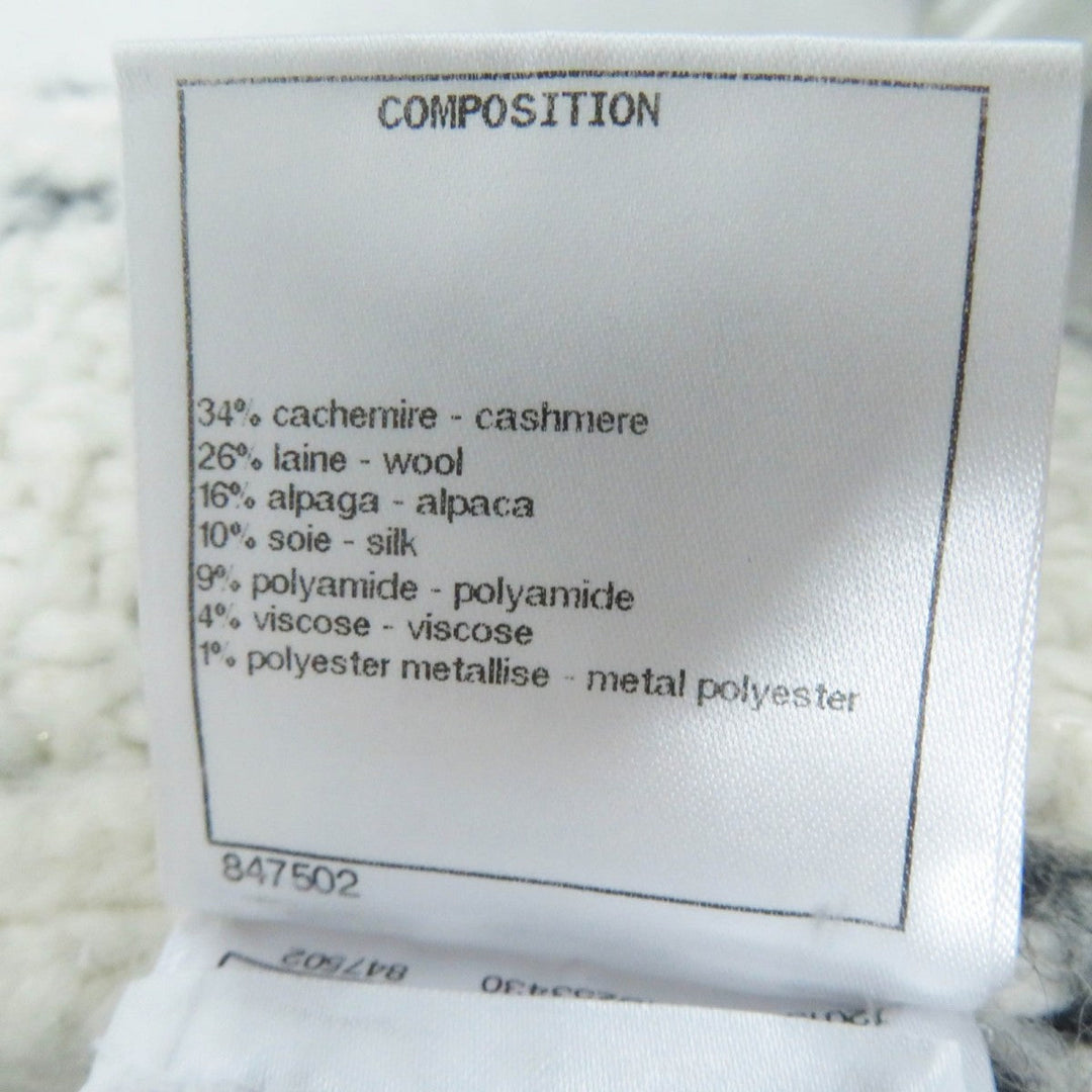 CHANEL Best 21A P71038 Outer material: 34% cashmere, 26% wool, 16% alpaca, 10% silk, 9% nylon Ecru Black Women 36 Used Authentic