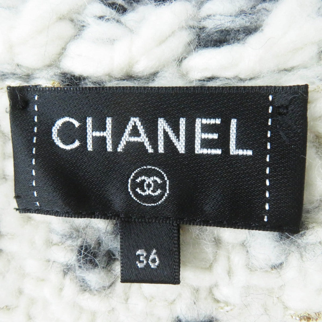 CHANEL Best 21A P71038 Outer material: 34% cashmere, 26% wool, 16% alpaca, 10% silk, 9% nylon Ecru Black Women 36 Used Authentic