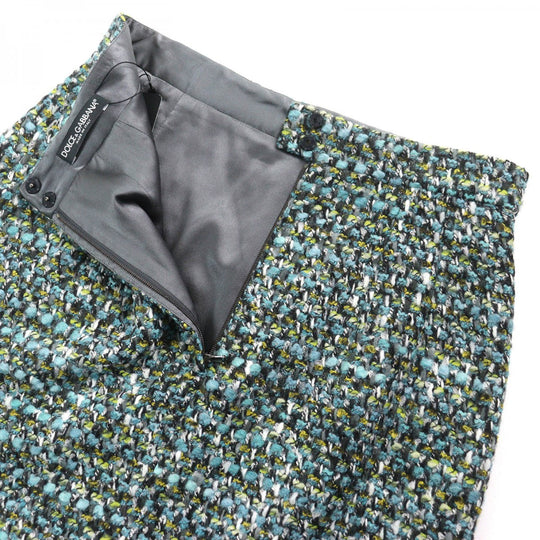 DOLCE&GABBANA Tweed skirt Outer material: 61% acrylic, Outer material: 20% wool, Outer material: 17% polyester, Outer material: 2% nylon, Lining: 96% silk Blue green type Women 42 Used Authentic