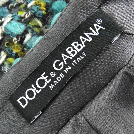 DOLCE&GABBANA Tweed skirt Outer material: 61% acrylic, Outer material: 20% wool, Outer material: 17% polyester, Outer material: 2% nylon, Lining: 96% silk Blue green type Women 42 Used Authentic