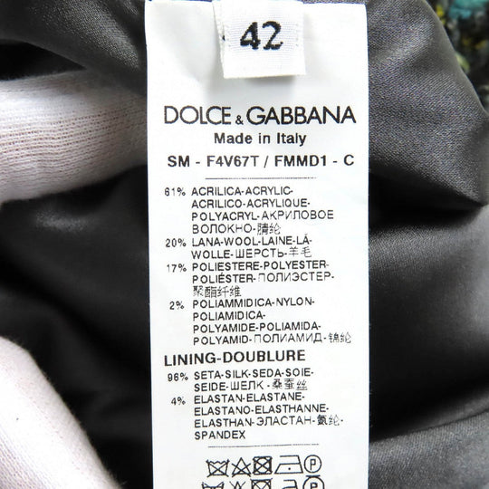 DOLCE&GABBANA Tweed skirt Outer material: 61% acrylic, Outer material: 20% wool, Outer material: 17% polyester, Outer material: 2% nylon, Lining: 96% silk Blue green type Women 42 Used Authentic