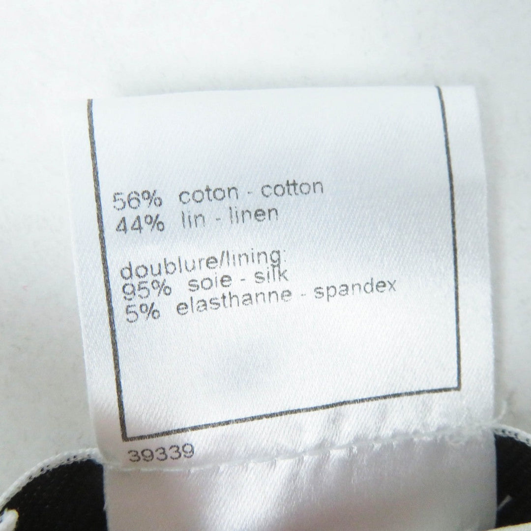 CHANEL Jacket 03P P21247 Outer: 56% cotton, Outer: 44% linen, Lining: 95% silk, Lining: 5% elastane (polyurethane) Ivory black Women 38 Used Authentic
