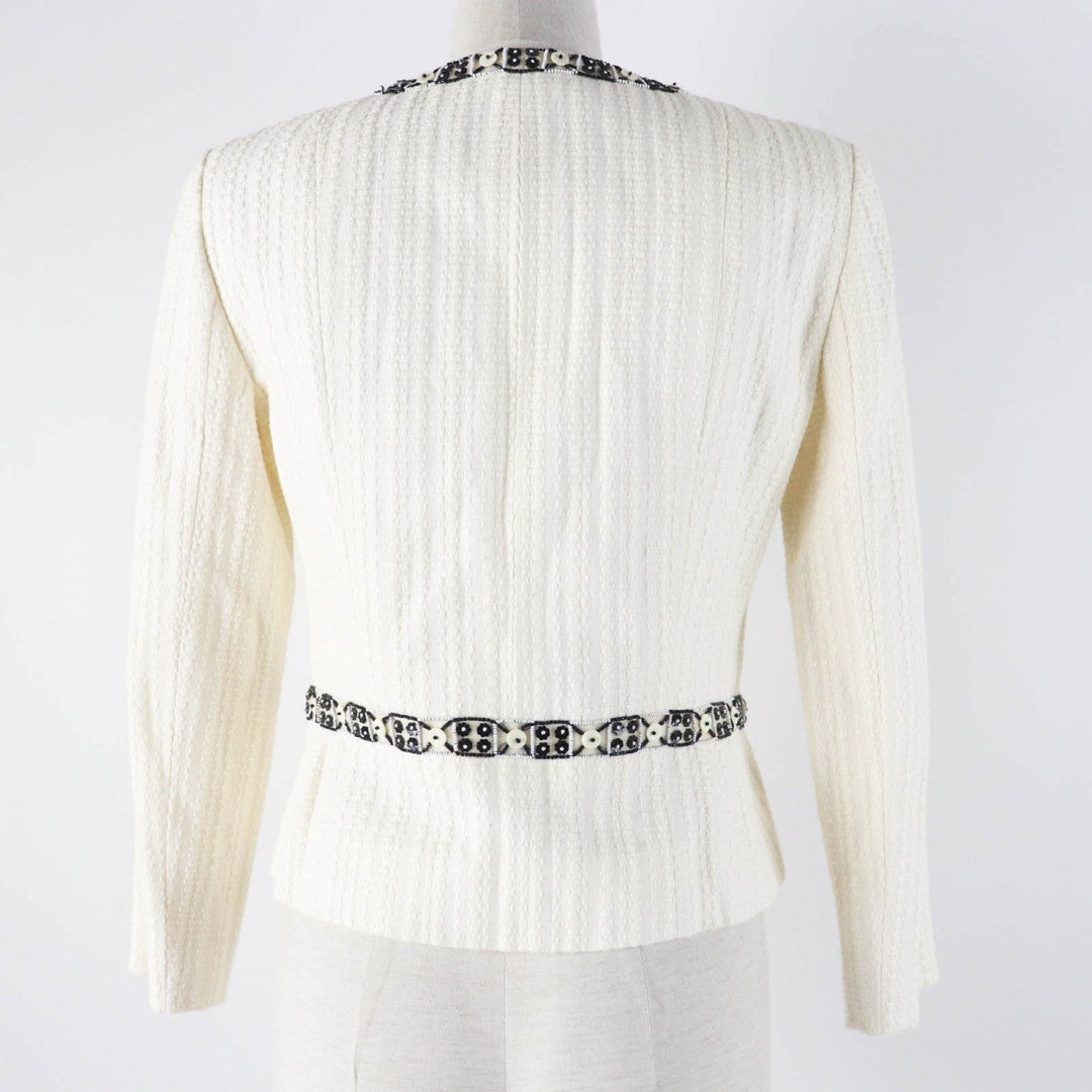 CHANEL Jacket 03P P21247 Outer: 56% cotton, Outer: 44% linen, Lining: 95% silk, Lining: 5% elastane (polyurethane) Ivory black Women 38 Used Authentic