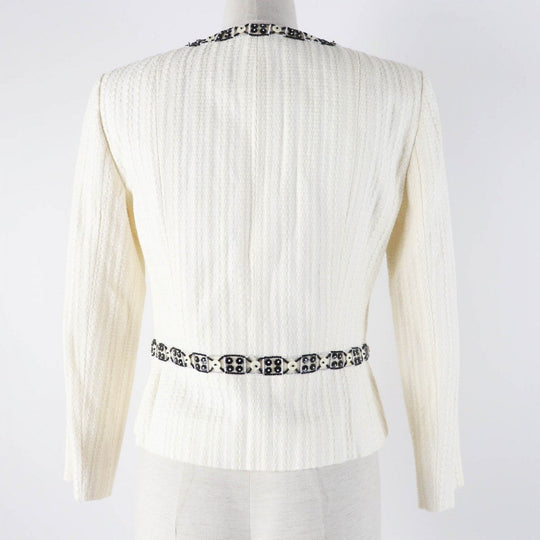 CHANEL Jacket 03P P21247 Outer: 56% cotton, Outer: 44% linen, Lining: 95% silk, Lining: 5% elastane (polyurethane) Ivory black Women 38 Used Authentic