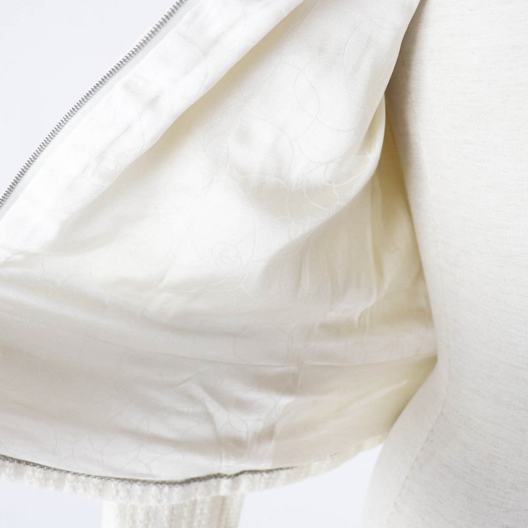 CHANEL Jacket 03P P21247 Outer: 56% cotton, Outer: 44% linen, Lining: 95% silk, Lining: 5% elastane (polyurethane) Ivory black Women 38 Used Authentic