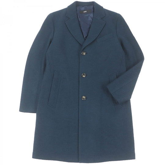 HUGO BOSS Chester coat Outer: 75% wool, Outer: 25% rayon, Part: 87% wool, Part: 33% rayon, Lining: 100% rayon Blue type mens 48 Used Authentic