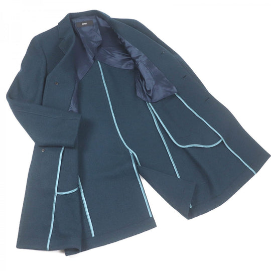 HUGO BOSS Chester coat Outer: 75% wool, Outer: 25% rayon, Part: 87% wool, Part: 33% rayon, Lining: 100% rayon Blue type mens 48 Used Authentic