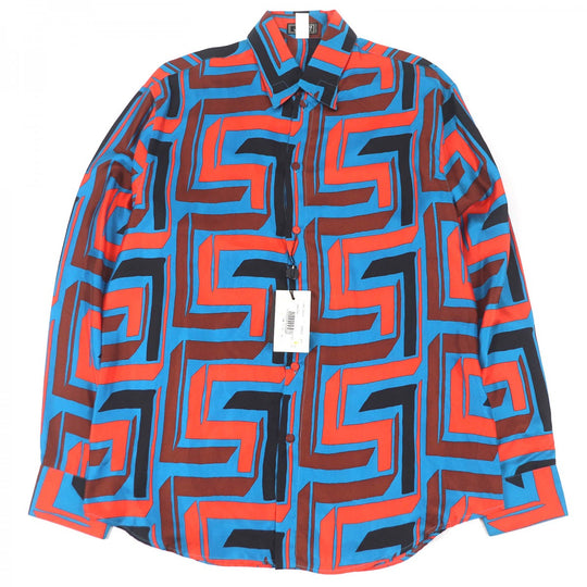 Gianni Versace Long sleeve shirt Main: 100% silk Blue type mens 52 Used Authentic
