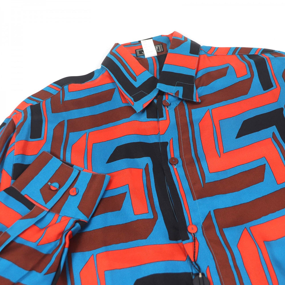 Gianni Versace Long sleeve shirt Main: 100% silk Blue type mens 52 Used Authentic