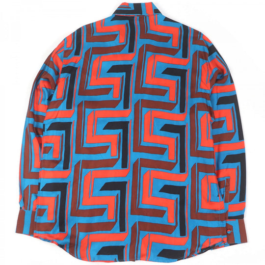 Gianni Versace Long sleeve shirt Main: 100% silk Blue type mens 52 Used Authentic
