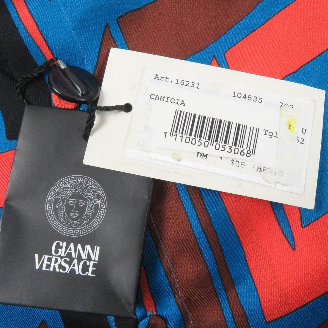 Gianni Versace Long sleeve shirt Main: 100% silk Blue type mens 52 Used Authentic