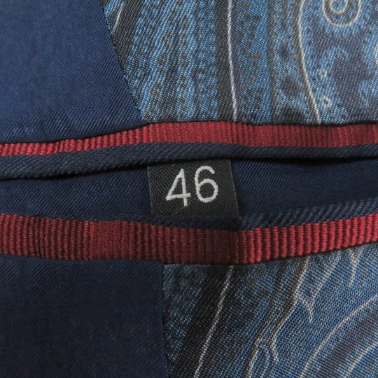 ETRO suit Outer: 100% wool, Lining: 52% cupra, Lining: 48% rayon, Part: 100% cupra, Part: 100% rayon Navy mens 46 Used Authentic