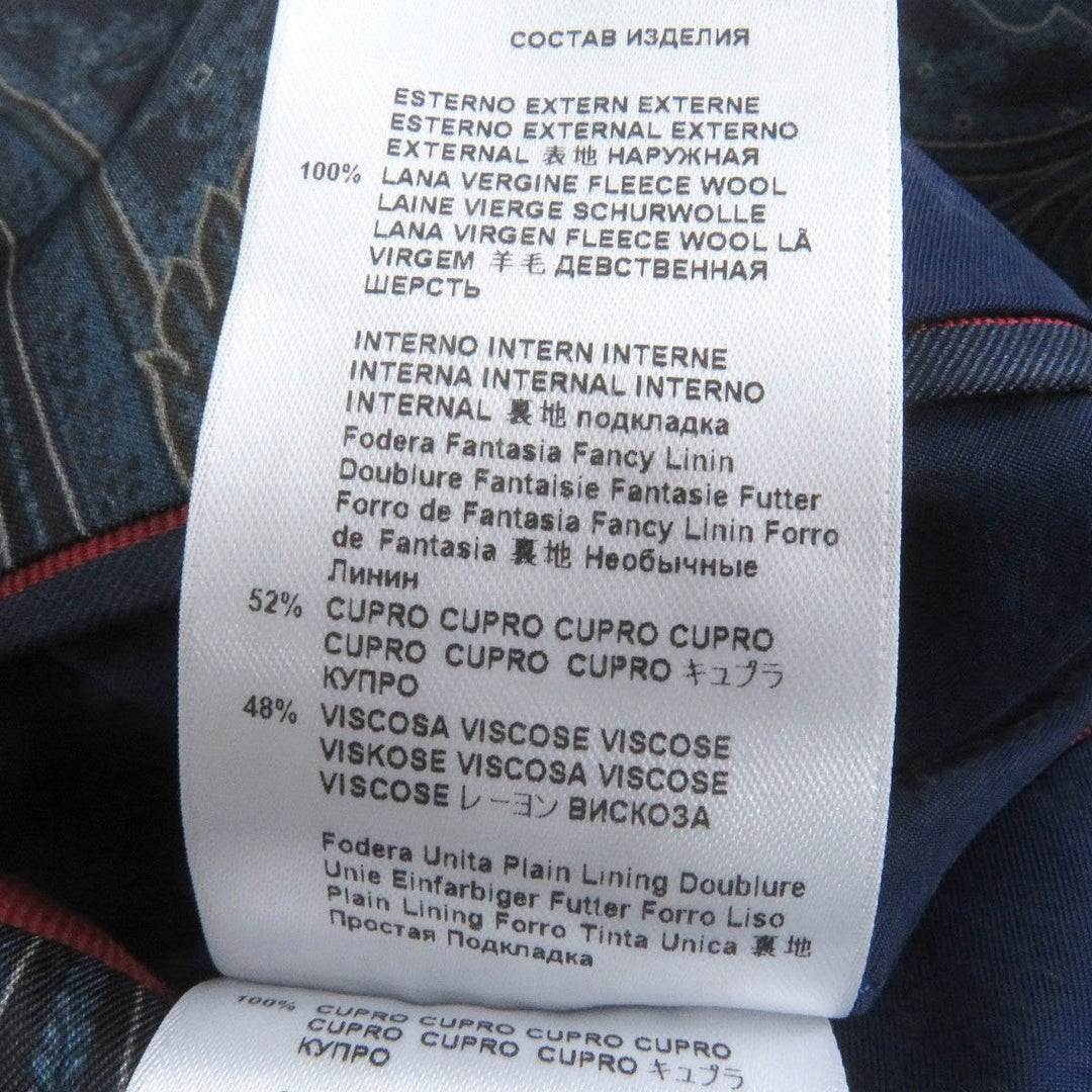 ETRO suit Outer: 100% wool, Lining: 52% cupra, Lining: 48% rayon, Part: 100% cupra, Part: 100% rayon Navy mens 46 Used Authentic