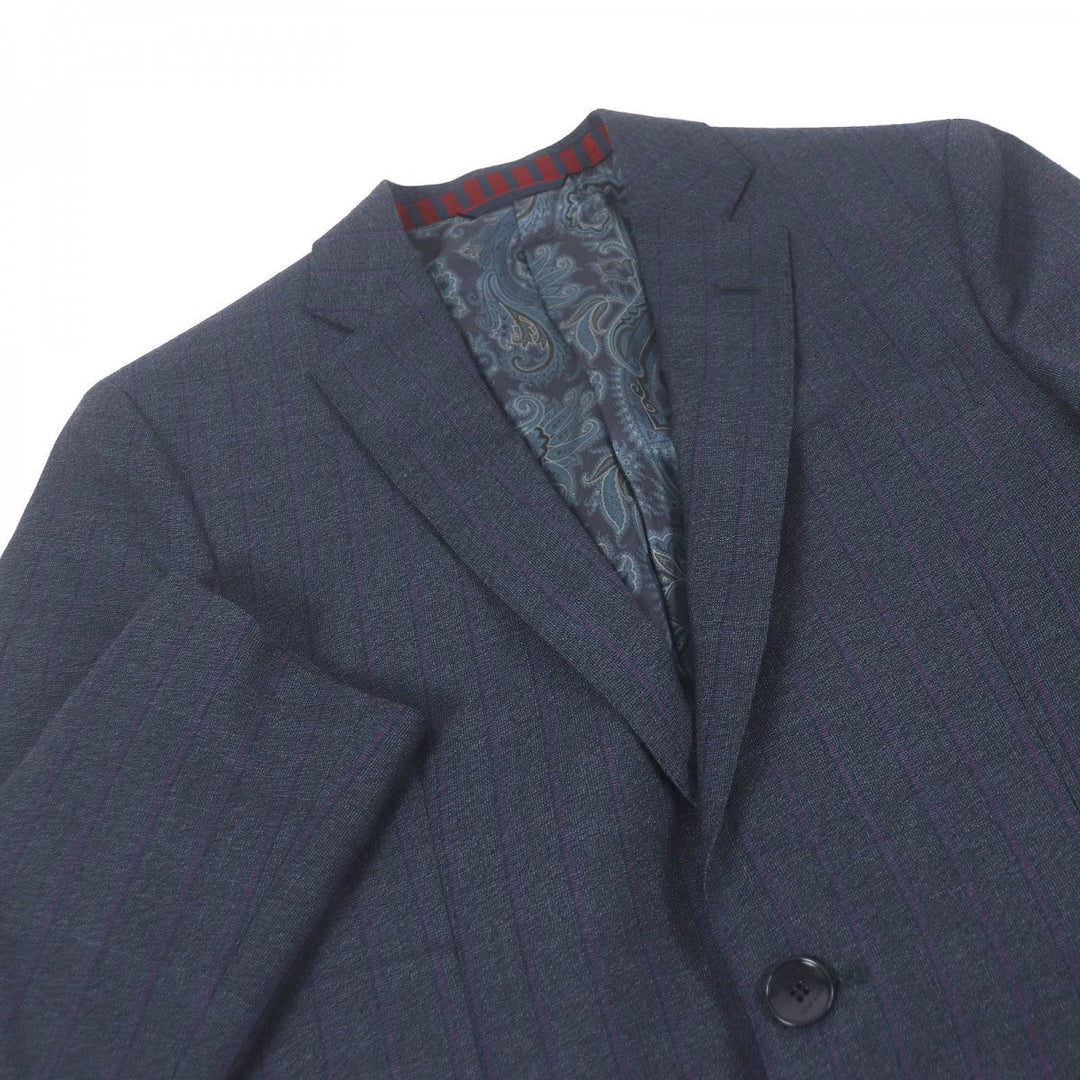 ETRO suit Outer: 100% wool, Lining: 52% cupra, Lining: 48% rayon, Part: 100% cupra, Part: 100% rayon Navy mens 46 Used Authentic
