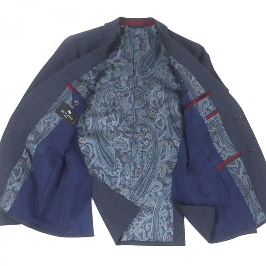 ETRO suit Outer: 100% wool, Lining: 52% cupra, Lining: 48% rayon, Part: 100% cupra, Part: 100% rayon Navy mens 46 Used Authentic