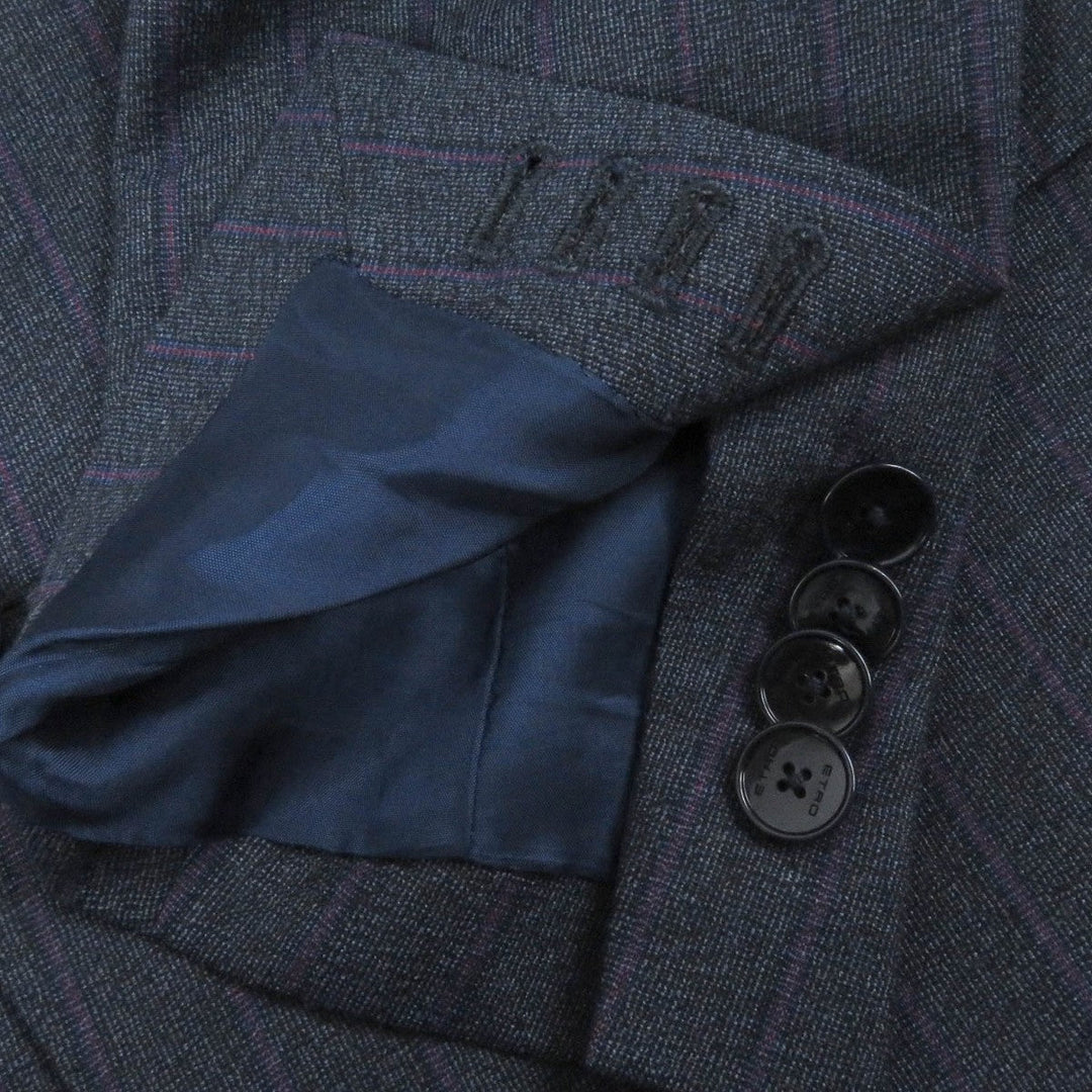 ETRO suit Outer: 100% wool, Lining: 52% cupra, Lining: 48% rayon, Part: 100% cupra, Part: 100% rayon Navy mens 46 Used Authentic