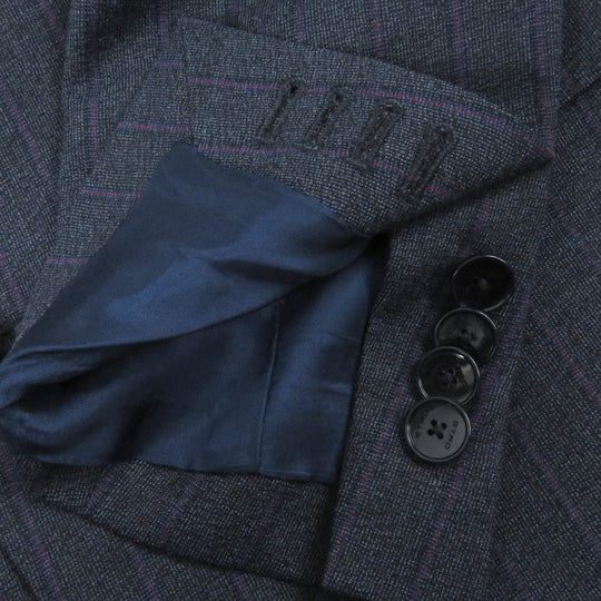 ETRO suit Outer: 100% wool, Lining: 52% cupra, Lining: 48% rayon, Part: 100% cupra, Part: 100% rayon Navy mens 46 Used Authentic