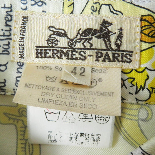 HERMES Long sleeve shirt silk Multi MONT SAINCT MICHEL Mont Saint Michel 42