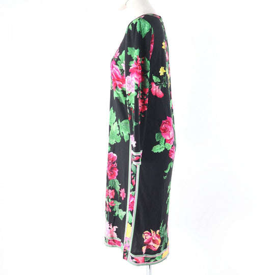 LEONARD FASHION one piece Main: 100% silk Black multicolor Women 11 Used Authentic