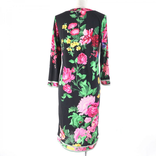 LEONARD FASHION one piece Main: 100% silk Black multicolor Women 11 Used Authentic
