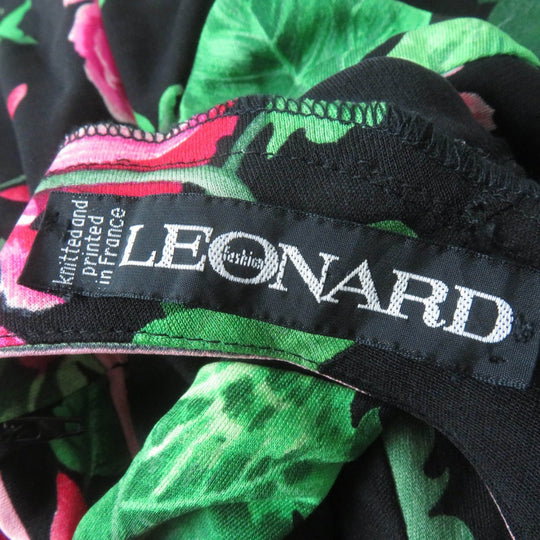 LEONARD FASHION one piece Main: 100% silk Black multicolor Women 11 Used Authentic