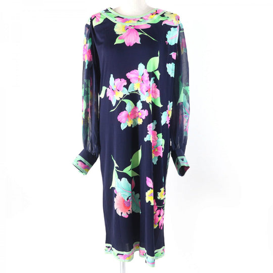 LEONARD FASHION one piece silk Navy multi-color