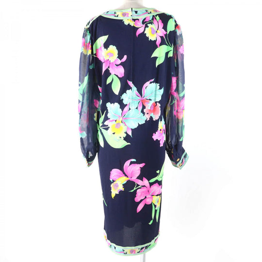 LEONARD FASHION one piece silk Navy multi-color