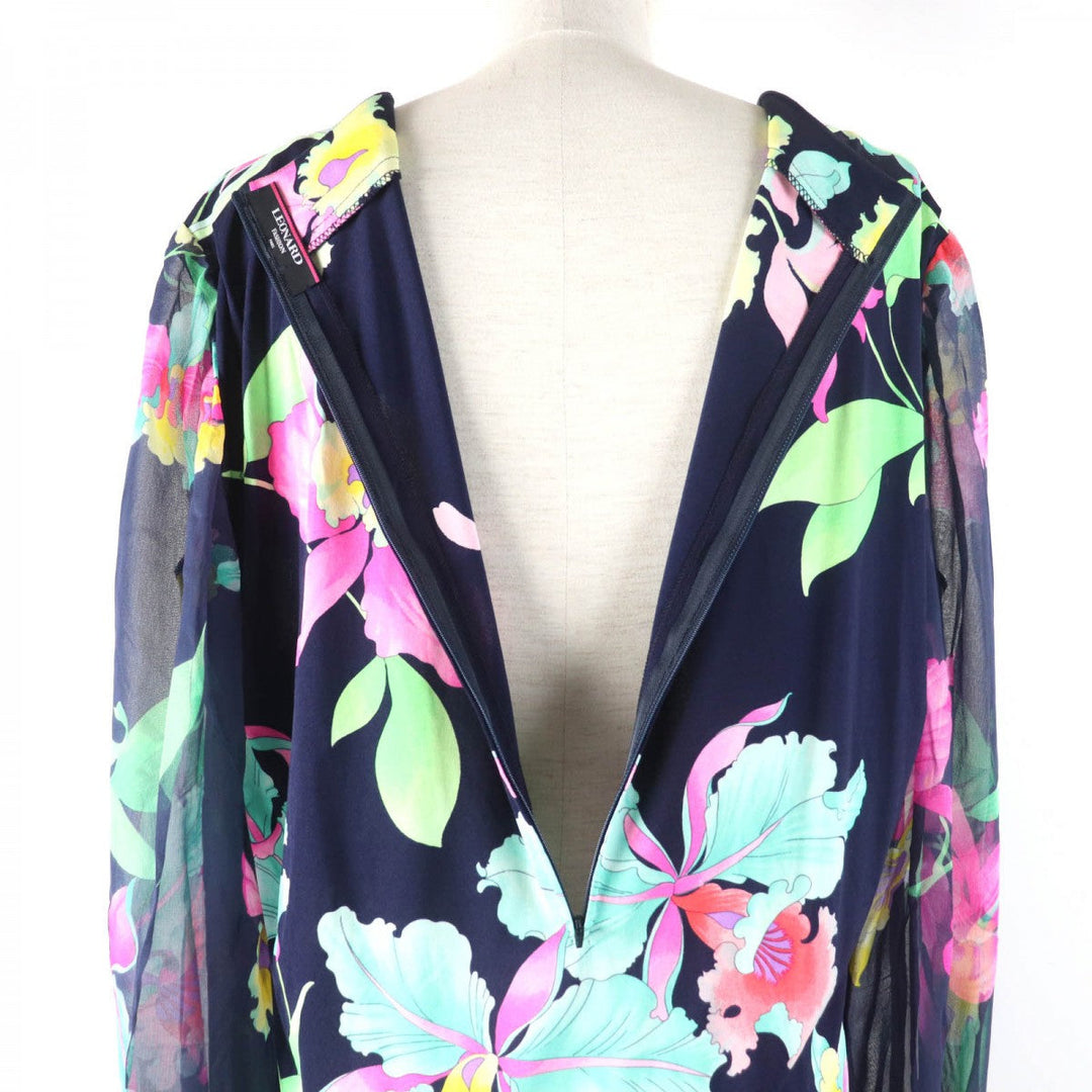 LEONARD FASHION one piece silk Navy multi-color