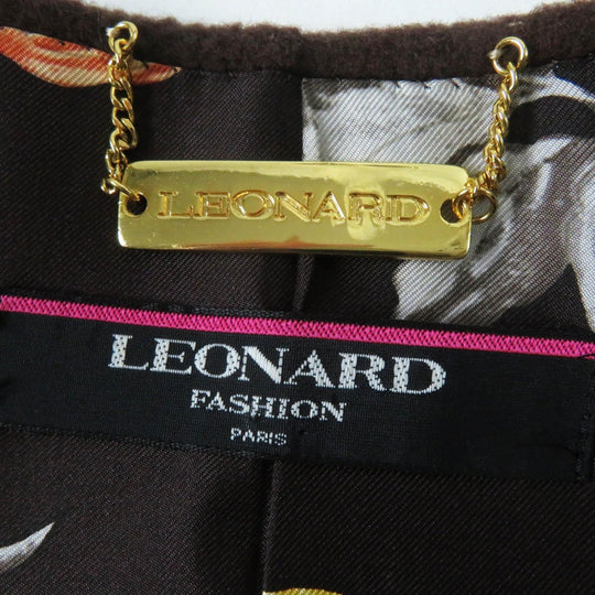 LEONARD FASHION Jacket 0381762 Outer: 100% cashmere, Lining: 100% silk, Lining: 100% cupra Brown Women Used Authentic