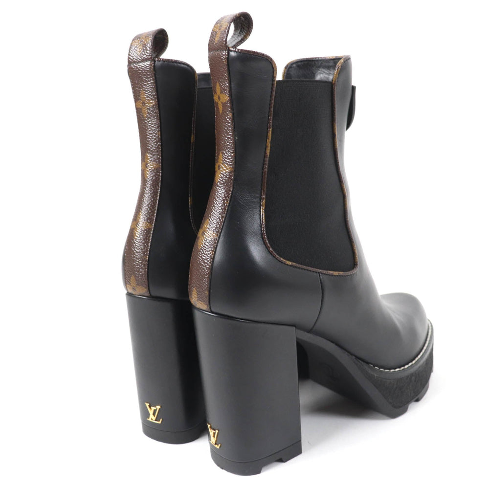 LOUIS VUITTON Ankle boots Main: Leather black LV Bobur Line Women 37 Used Authentic