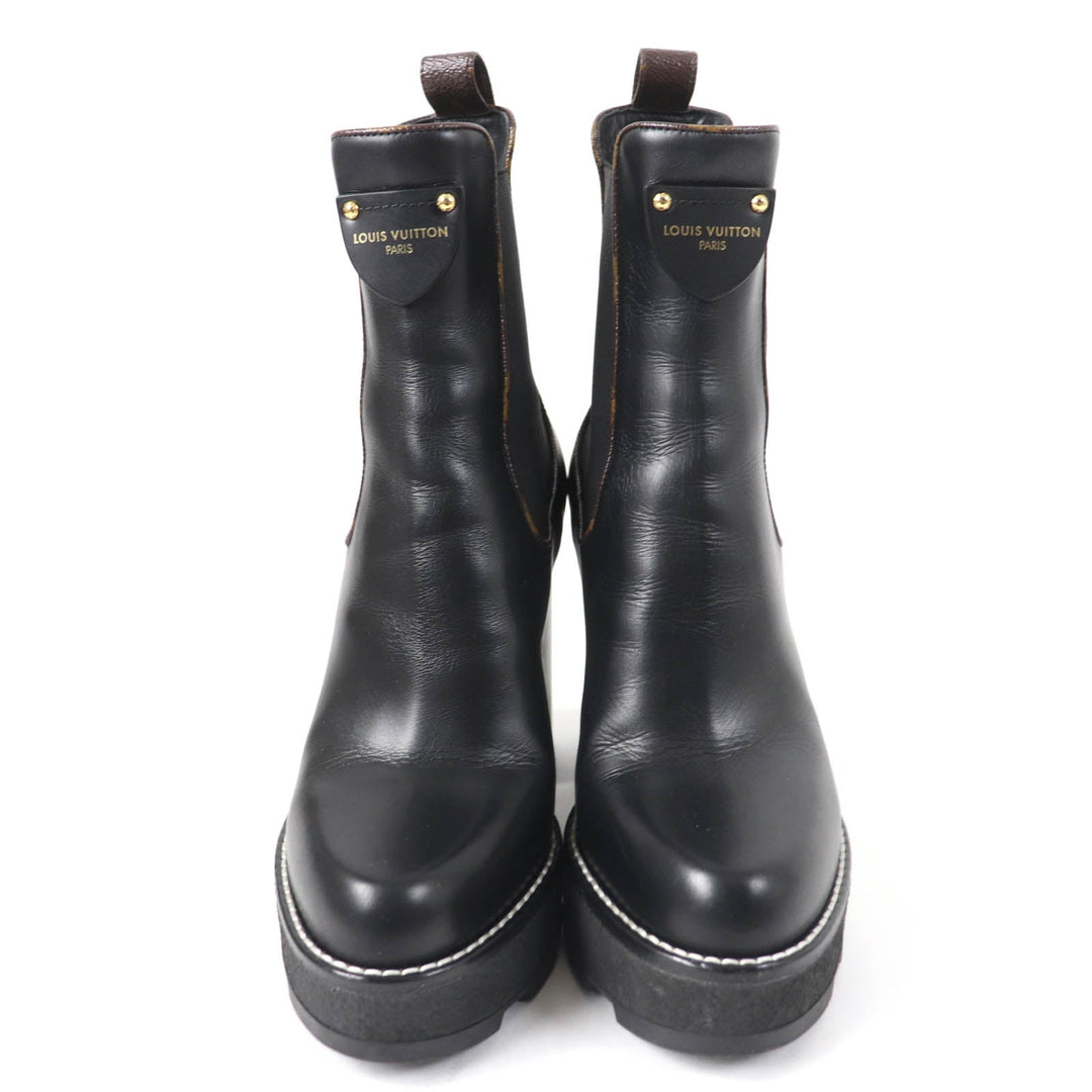 LOUIS VUITTON Ankle boots Main: Leather black LV Bobur Line Women 37 Used Authentic