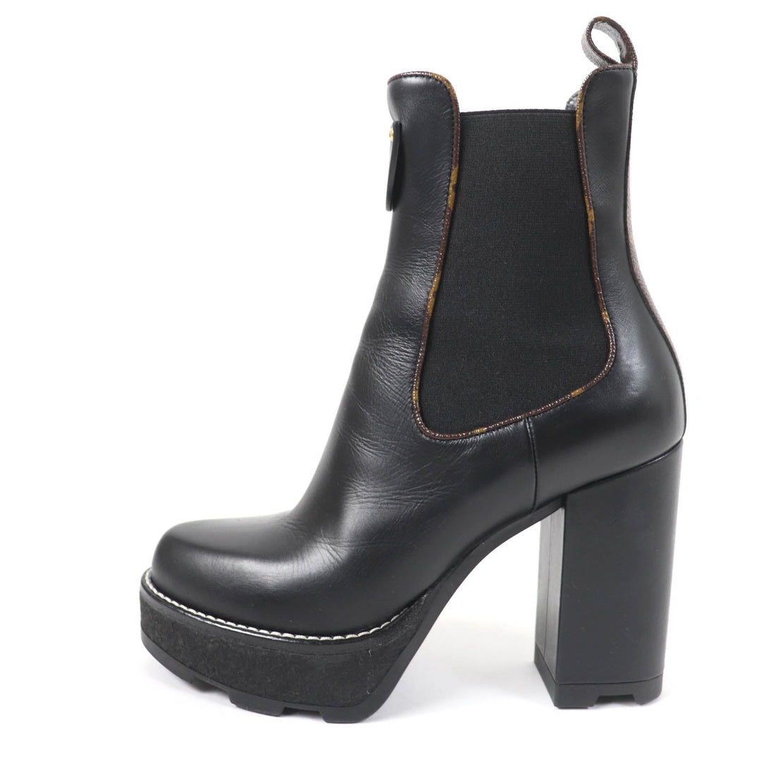 LOUIS VUITTON Ankle boots Main: Leather black LV Bobur Line Women 37 Used Authentic