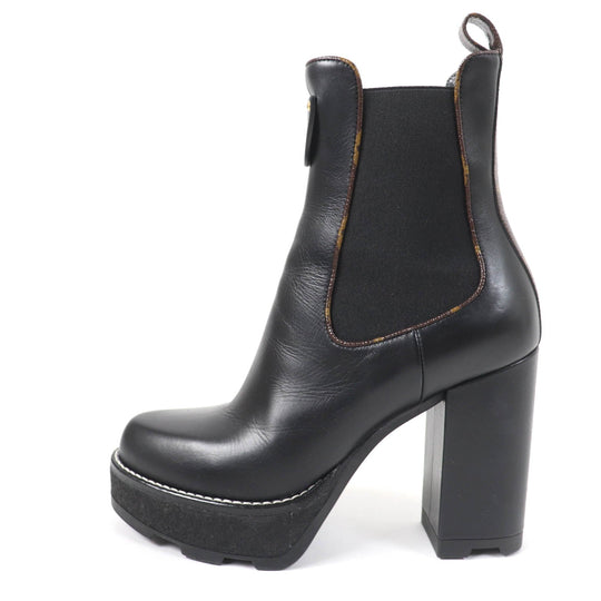 LOUIS VUITTON Ankle boots Main: Leather black LV Bobur Line Women 37 Used Authentic