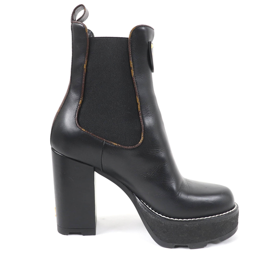 LOUIS VUITTON Ankle boots Main: Leather black LV Bobur Line Women 37 Used Authentic