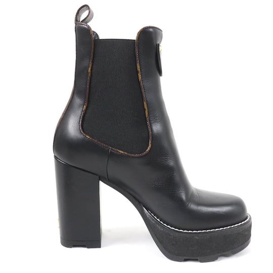 LOUIS VUITTON Ankle boots Main: Leather black LV Bobur Line Women 37 Used Authentic