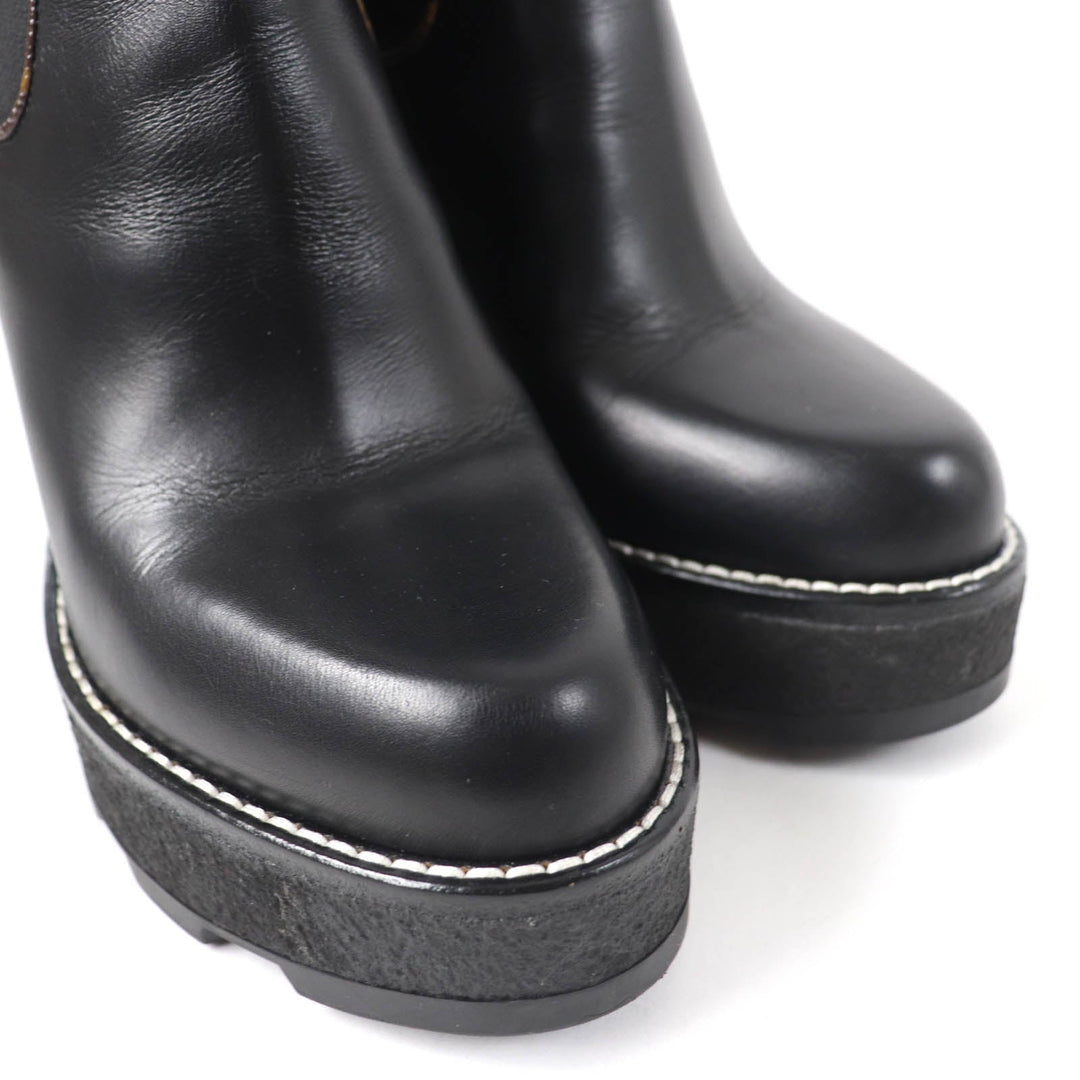 LOUIS VUITTON Ankle boots Main: Leather black LV Bobur Line Women 37 Used Authentic